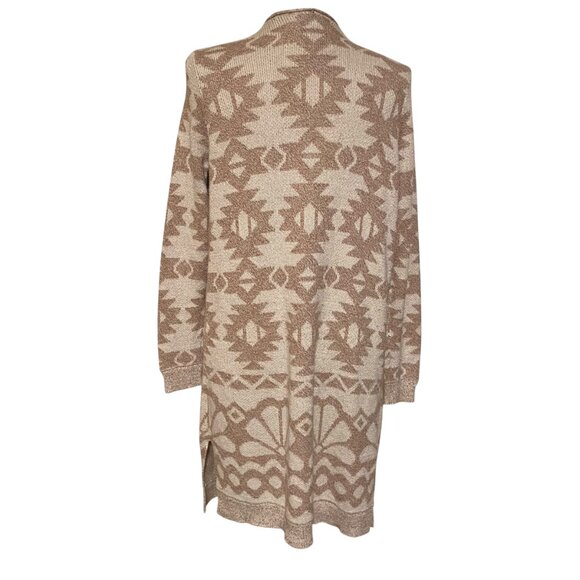 Hollister Sweater Women's Size Large Aztec Tan Ivory Duster Cardigan - Picture 2 of 7